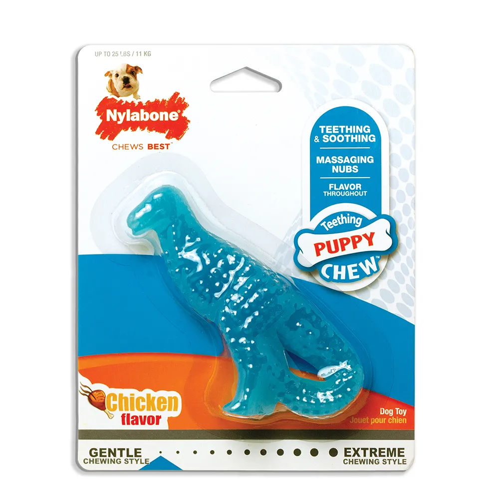 dinosaur teething puppy chew - chicken flavor