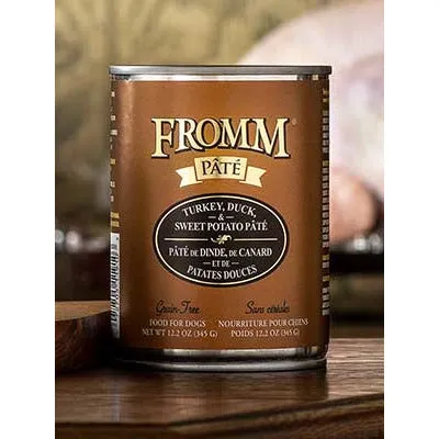 FROMM Can Dog Pate Grain Free Turkey Duck & Sweet Potato 12oz 12ct