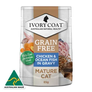 Ivory Coat Grain Free Mature Chicken & Fish in Gravy Cat Wet Food 85g x 12