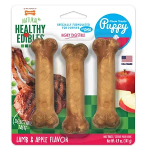 Nylabone Healthy Edibles Natural Puppy Chews, Lamb & Apple Small/Regular 3-Pack