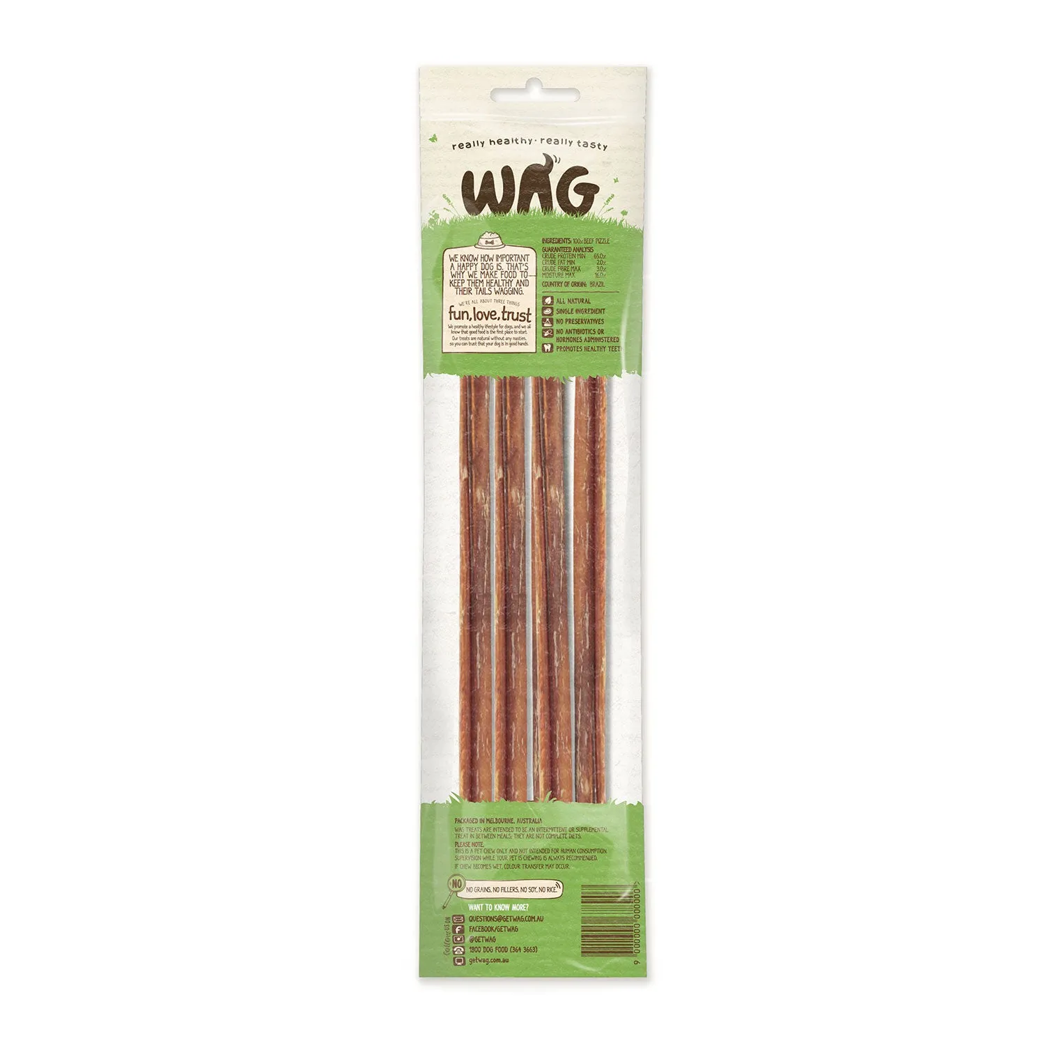 WAG Bully Sticks Large Dog Treats 4pk